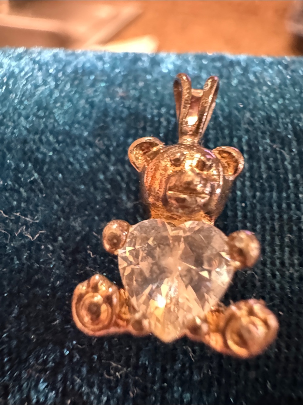 925 Sterling Silver Gold Colored Bear Charm Pendant 1.5 Grams